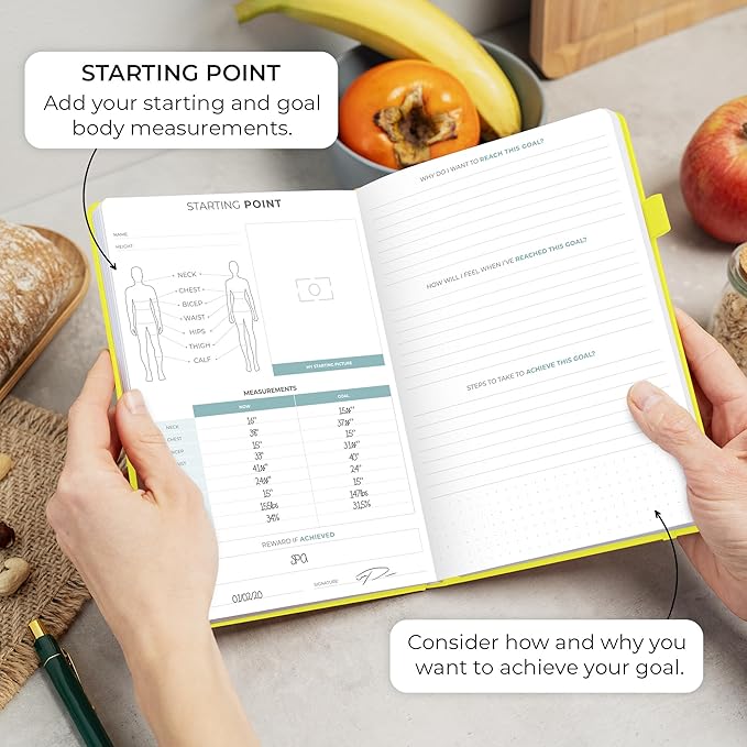 Clever Fox Food Journal - Daily Food Diary, Meal Planner to Track Calories & Nutrients, Weight Tracker Notebook, A5 (Neon Yellow)