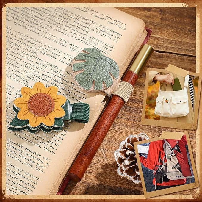 2PCS Magnetic Bookmarks with Pen Clip, Leather Bookmarks for Women, Magnetic Pen Holder Book Accessories
