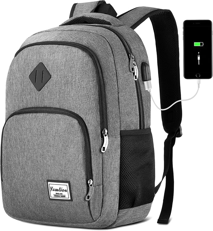 YAMTION 17.3 Inch Travel Backpack for Men and Women,School Bookbag for Teenager,Business Laptop Bookbag with USB Charging port for Business Work College Travel Trip