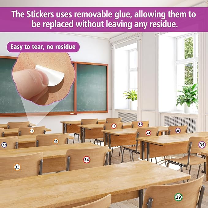400 Number Stickers 1-40, 10 Sheets of Polka Dot Waterproof/Oil-Resistant/Tear-Resistant Removable Numbered Labels, Suitable for Storage Boxes, Cabinets, Bookshelves, Desks, Chairs, etc. (1 Inch)