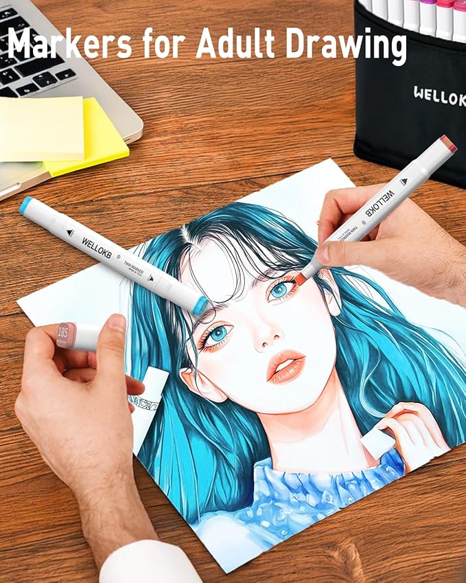 Alcohol Markers, 80 Colors Dual Art Colored Markers for Coloring Book, Painting, Drawing, Alcohol Based with Carrying Case