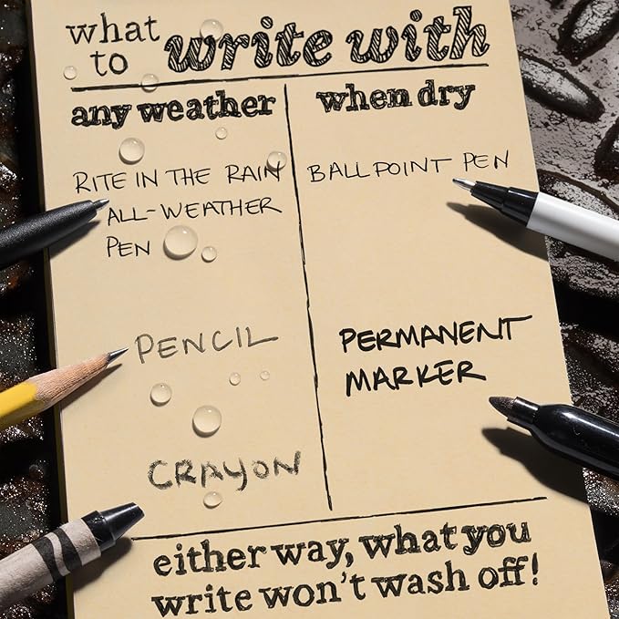 Rite in The Rain Weatherproof Hard Cover Notebook, 4.75" x 7.5", Tan Cover, Universal Pattern (No. 970TF)