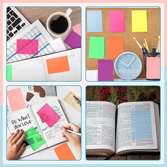 Yinder 4 x 6 Inch Transparent Sticky Notes Translucent Sticky Notes Waterproof Clear Self Memo Pad See Through Bible Journaling Accessories Office School Supplies, 8 Pack 240 Sheets(Bright)