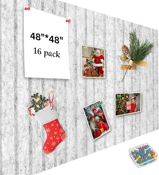Large Cork Board for Walls, Yunihome 16 Pack 48" x 48" Felt Bulletin Board Wall Tiles for Home Kitchen School Office Wall Decor with Assorted Colors DIY Decorative Push Pins Sets