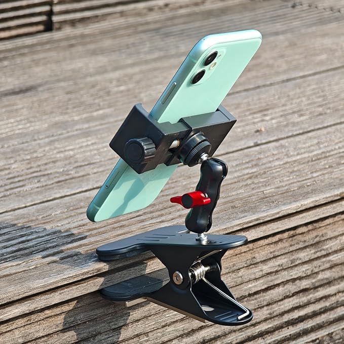 Clip Phone Holder,Magnetic Phone Holder,Clamp Phone Stand Holder for Desk/Table/Glass/Baffle/Easel/Guitar Head Compatible for iPhone, Gopro, DJI Action, Insta 360