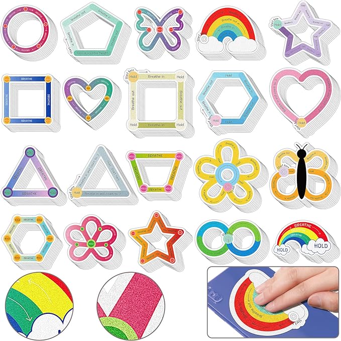 Crtiin 80 Pcs Anxiety Sensory Stickers with Inspirational Quotes Calm Textured Relief Mental Health Stickers Office Adhesive Sensory Tape Anti Stress for Adults(Vibrant)