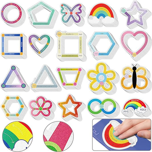 Crtiin 80 Pcs Anxiety Sensory Stickers with Inspirational Quotes Calm Textured Relief Mental Health Stickers Office Adhesive Sensory Tape Anti Stress for Adults(Vibrant)