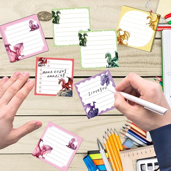 Dragon Sticky Notes Gifts - 9 Pack Dragon Notepads 3x3 Inch Gifts for Students Coworkers, Funny Animals Self-Adhesive Memo Pads Office School Supplies for Men Women (450 Sheets)
