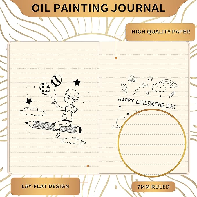 Ruled Notebook/Journal – Premium Thick Paper Faux Leather Classic Writing Notebook with Pocket + Page Dividers Gifts, Banded, Large, 144 Pages, Hard Cover, Lined (5.8 x 8.4) - White Sun Goddess