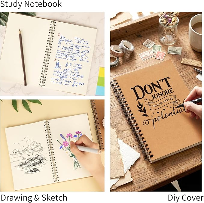 EOOUT 12 Pack A5 Blank Spiral Notebooks Sketchbooks, Unlined Journals 5.5 x 8.3in, 50 Sheets 100 Pages, Diary Sketch Books for Drawing, Art, Students, Office