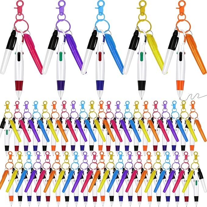 50 Sets Nurse Pen Set for Badge, Include Retractable Shuttle Pens, Marker Pen, Mini Tip Highlighter, Keychain Clips Already Assembled Nurse Pen Pack Set Gift for Nurse (50)
