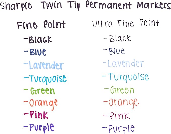 Sharpie Twin Tip Permanent Markers, Fine and Ultra Fine, Assorted Colors, 8 Count