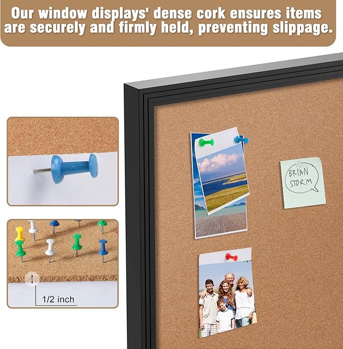 Mifuro 48"x30" Enclosed Bulletin Board, Outdoor Lockable Weather-Resistant Aluminum Cork Noticeboard for School & Office,Black Frame w/Cork