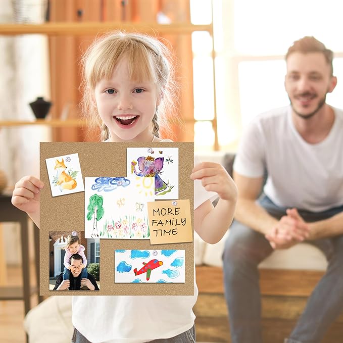 Cork Board Bulletin Board 12x12,1/2" Thick Cork Board Tiles 12 Pack, Self-Adhesive Small Square Pin Board for Walls, Corkboards for Office Home School Message/Vision Board Decoration.