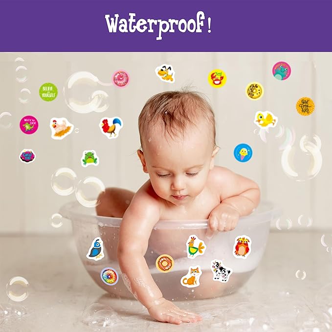 4000 Reusable Incentive Stickers, 100 Sheets Waterproof, Tear Resistant Reward Stickers-Remove Without Residue, Animals/Stars/Hearts Motivational Decals for Kids Teachers, Parents, Bottles, Laptops