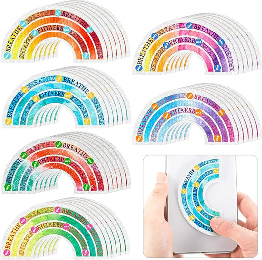 36 Pcs Sensory Strips Infinity Rainbow Anxiety Mindfulness Stickers Adults Stress Breathing Stickers Fidget Adhesives Rough Textured Tape for Classroom Desk Office Computer(Watercolor)