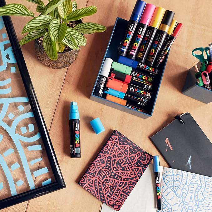uni POSCA PC-3M Water-Based Paint Markers, Reversible Fine Tip (0.9-1.3mm), Assorted Colors, 8 Pack