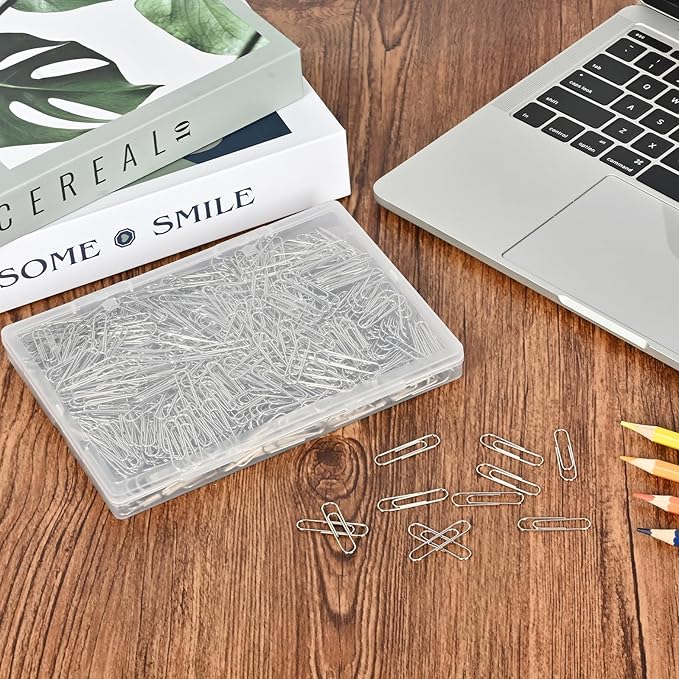 KrvyrnPaper Clips Medium 900Pcs Bulk Paper Clips, 1.3 Inch Nickel Coated, Rust Resistant, Smooth No-Snag Edges, Ideal for Office Mate Filing, School Supplies & Organizing