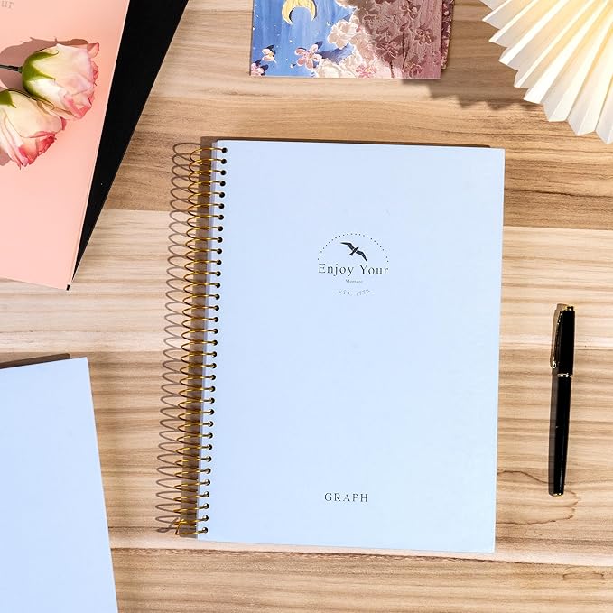 FLYING EAGLE 8.5 x 11 Large Graph Notebook Journal Spiral Graph Grid Notebook 210 Pages Hardcover Notebooks Engineering Paper Notebook Graphing Notebook for Men Women, Blue