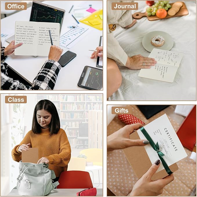 ZCZN 24 Pack A5 Kraft Notebooks Bulk, 8.15x5.5 Inches Blank Journaling Notebooks, Notebooks for Work, Composition Notebooks for School, Journal notebooks for kids, 60 Pages
