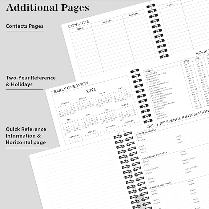 2026 Planner - Weekly & Monthly Planner 2026, Planner 2026, From January 2026 - December 2026, 6.25 in × 8.3 in, Flexible Cover, Twin-Wire Binding - Classic Black, Improving Your Time Management Skill