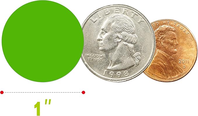 1500 PCS Green Round Color Coding Circle Dots Inventory Stickers Labels with Perforation Line in Roll (Each Measures 1" in Diameter)