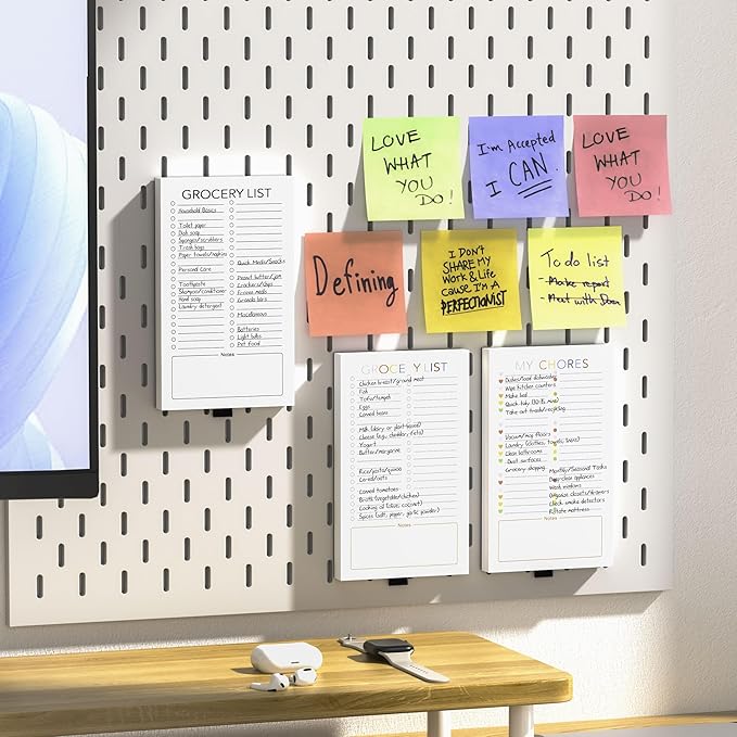 3 Pack Magnetic Grocery List Pad with Full Back Magnet & Pen Holder, Totally 180 Sheets for Fridge, To-Do List and Memo Notepad (4.5x7.5 Inch, Blank)