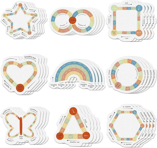 36 Pcs Anxiety Sensory Stickers Strips Adhesive Textured Mental Health Calm Stickers Mindfulness Fidget Decals Stress Anxiety Relief Items for Therapy Office Desk(Retro Breath Style)