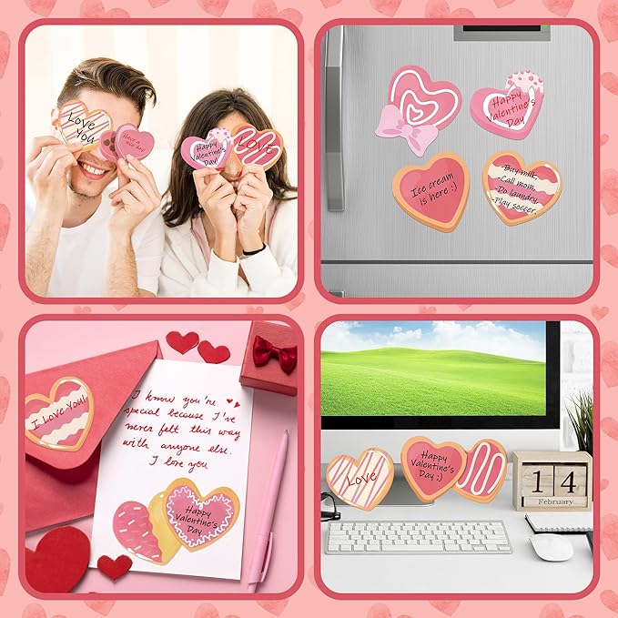 9 Packs Valentine's Day Sticky Notes Sweet Heart Dessert Chocolate Cookie Self-Adhesive Writing Notepads Memo Pads Office School Stationery Supplies Party Favors Classroom Exchange Gifts, 270 Sheets