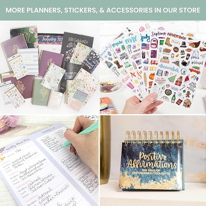 bloom daily planners HARDCOVER 2026 Planner (January to December) - 8.5” x 11” Weekly & Monthly Dated Agenda Organizer Book with Stickers & Tabs - Emerald Paint Strokes