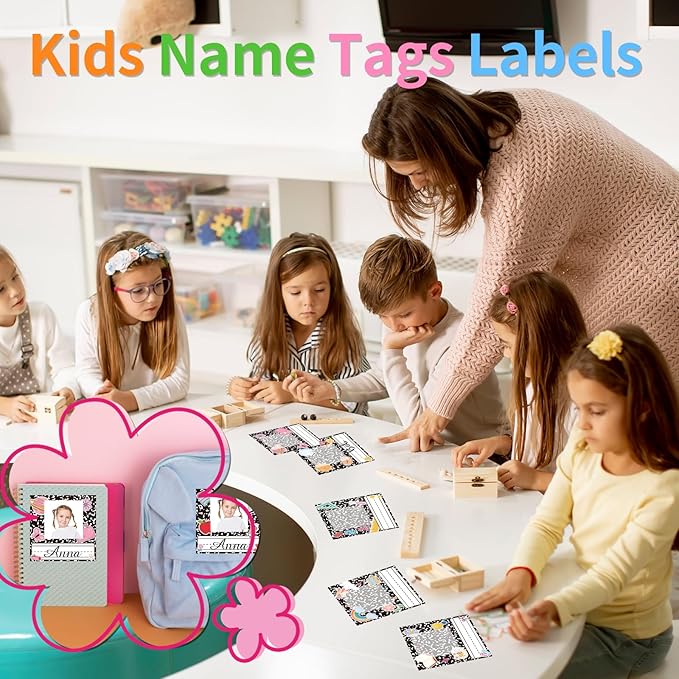Starboling Black Name Tags,48 Pcs Adhesive Desk Nameplates,for Classroom Student School Supplies