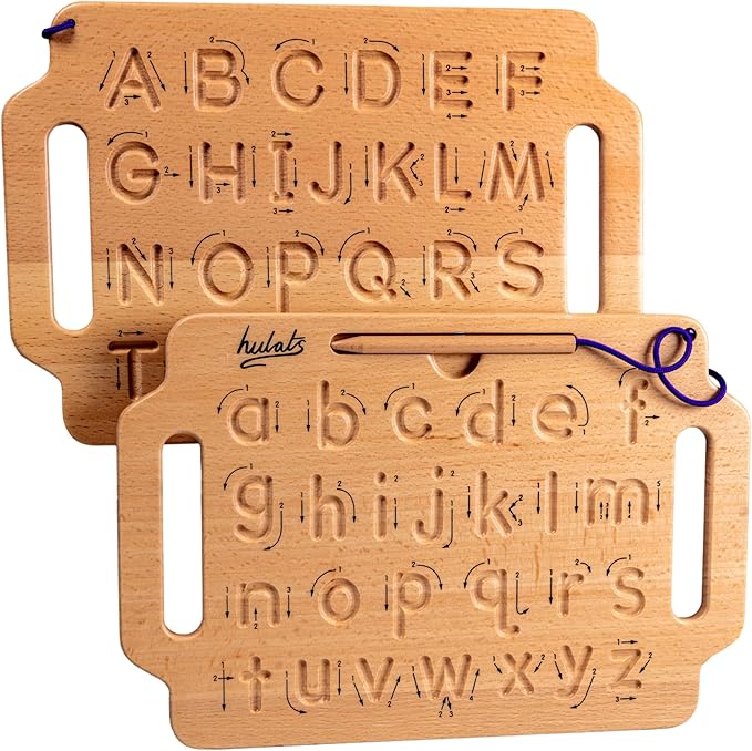 Learn to Write: Portable Wooden Alphabet Letter Tracing Sensory Pad Board - Toddler Writing Practice for Kids Age 3-5, Montessori Toys for 3+ Year Old, Letter Tracing for Kids 3-5 Writing Tools
