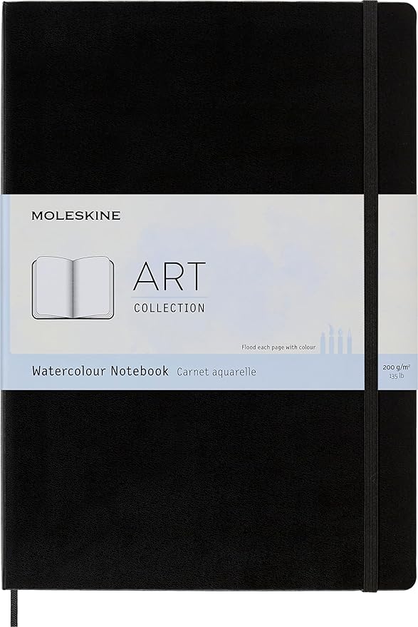 Moleskine Art Watercolor Notebook, Hard Cover, A4 (8.25" x 11.75") Plain/Blank, Black, 60 Pages