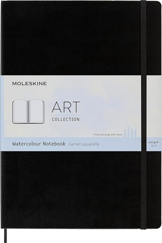 Moleskine Art Watercolor Notebook, Hard Cover, A4 (8.25" x 11.75") Plain/Blank, Black, 60 Pages
