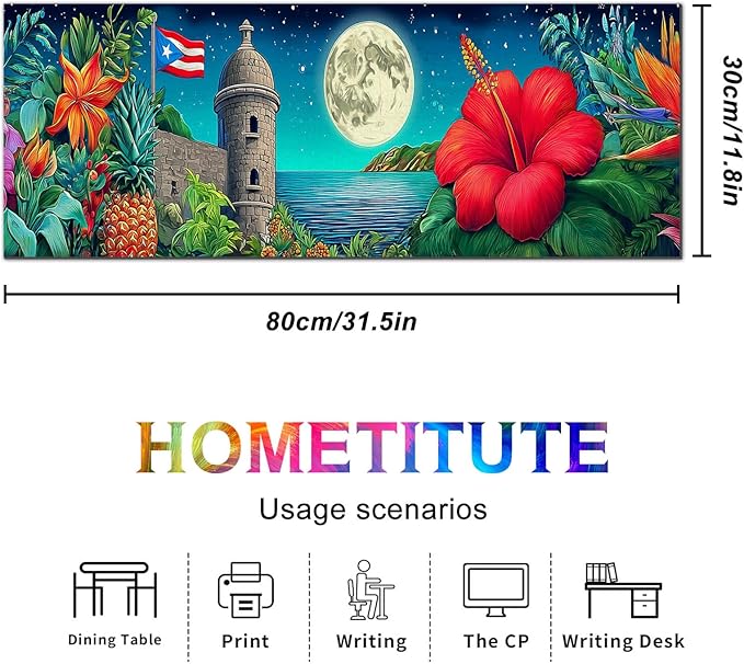 Large Mouse Pad Gaming Mousepad 31.5 x 11.8 Inch Keyboard Desktop Mat Diatomite XL Mouse Pad for Home and Office Desk Accessories with Tropical Coast Moonlight Floral Artwork