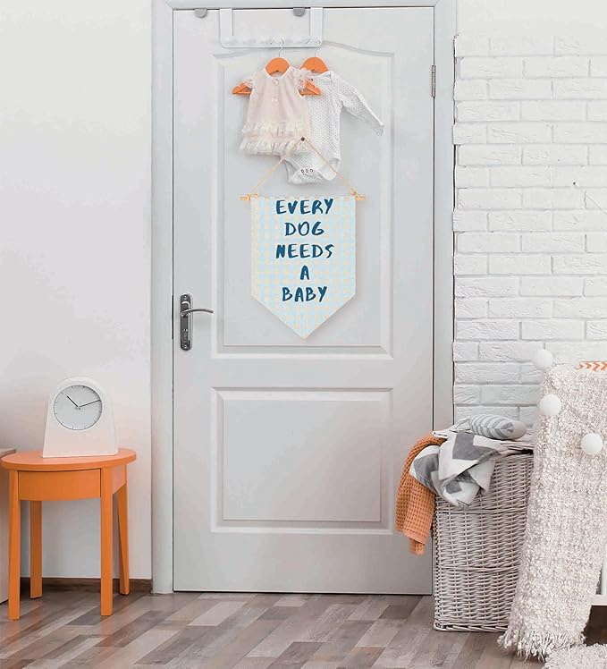 Baby Reveal Announcement Present-Banner Flag Sign Wall Decor Gift for Boy Girl Kids Nursery Playroom Reading Room Bedroom Above Crib Door-Baby,Shower,Birthday Christmas Gift-Every Dog Needs A Baby
