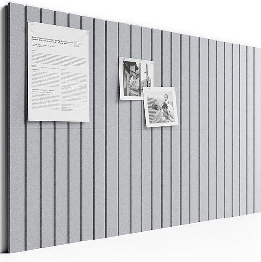 Bumusty Large Cork Board Alternative-36 x 24" Felt Bulletin Board Tiles, with 30 Pushpins, 40 Adhesive Tabs, 6-Pack Slat Wall Paneling, Cork Boards for Office Push Pin Board Felt Board-Soft Gray