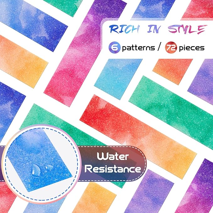72 Pcs Anxiety Sensory Stickers Strips Adhesive Textured Mental Health Calm Stickers Mindfulness Fidget Decals Stress Anxiety Relief Items for Therapy Office Desk Counselor(Watercolor)