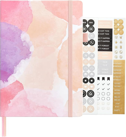&And Per Se Dotted Journal Notebook, A5 Hardcover Bullet Dotted Journal, 160 Pages 100 gsm Thick Paper, 3 Sheets of Stickers Included - 5.7'' x 8'' (Blush Watercolor)