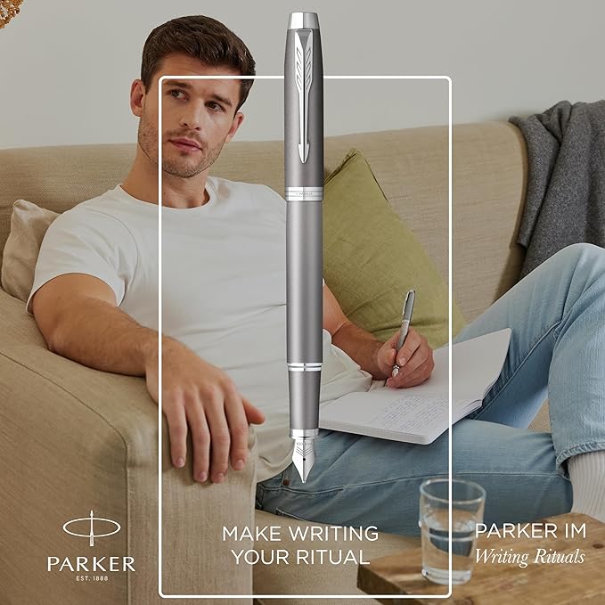 Parker IM Writing Rituals Rollerball Pen | Grey Finish with Gradient | Chrome Trims | Fine Point | Black Ink | Gift Box