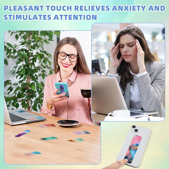 90PCS Sensory Stickers – 2 Textured Surface, Storage Box Included – Sensory & Calming Strips for Office, Classroom Desk, Teachers, Adult Stickers for Anxiety Relief, Stress (Marble)