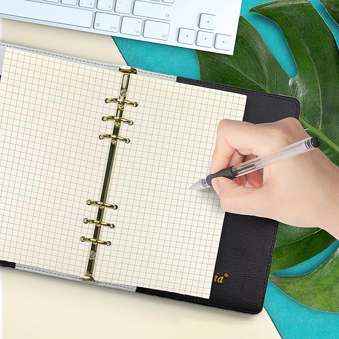 6 Ring Binder Refill,2023 A6 Grid Square Refill for Filofax/Personal Journal,Personal Size, 45sheets/90pages, 100Gsm Quality, Harphia (A6 3.74 x 6.77'',Gridsquare)