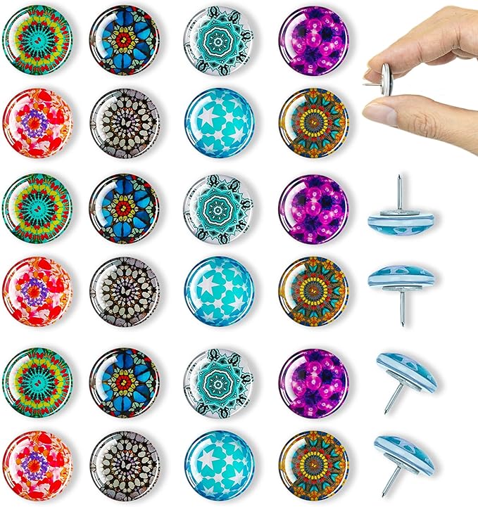 Push Pins, Thumb Tacks for Bulletin Board, Glass Decorative Pins and Tacks, Cork Board Thumbtacks, Cute Thumbtack for Office Decor,Class Decor,Cubicle Accessories and Home Decor