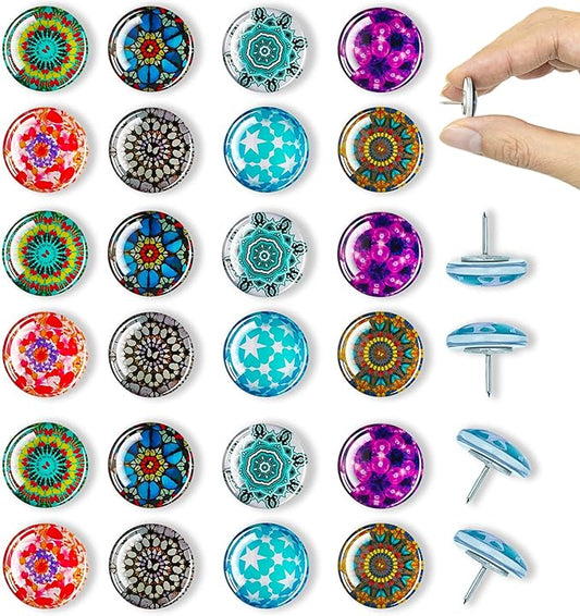 Push Pins, Thumb Tacks for Bulletin Board, Glass Decorative Pins and Tacks, Cork Board Thumbtacks, Cute Thumbtack for Office Decor,Class Decor,Cubicle Accessories and Home Decor