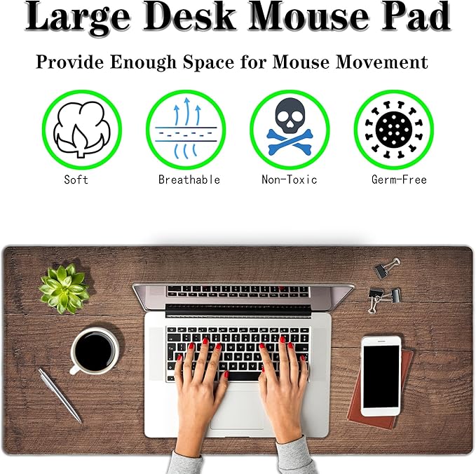 Gaming Mat 3XL Mouse Pad, Keyboard Mouse Pad Large Office Mousepads, Renmture Desk Pad Non-Slip Rubber Base Waterproof with Stitched Edges, 35.4 X 15.7 inch for Work/Game/Office/Home Board