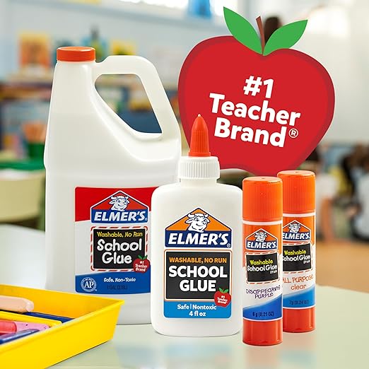 Elmer's Disappearing Purple School Glue Sticks Washable 22 Grams,30 Count (Pack of 6)