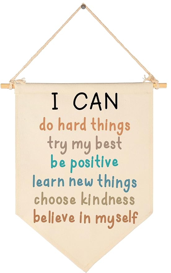 Canvas Banner Flag Sign Pennant Poster Wall Decor Gifts for Nursery Classroom Kindergarten Preschool Bedroom Reading Room Playroom Door Baby Room Teacher Office-Christmas Gift-I Can Do Hard Things