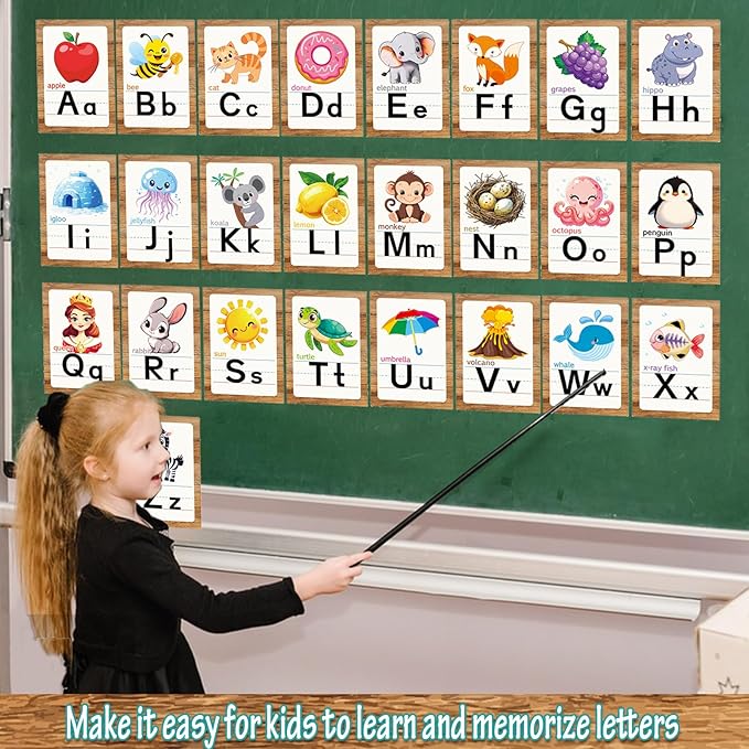 Alphabet Letters for Wall - ABC Alphabet Poster Classroom Wall Alphabet Alphabet Wall Chart Kindergarten Elementary Classroom Wall Decor Daycare Homeschool Supplies (Brown)