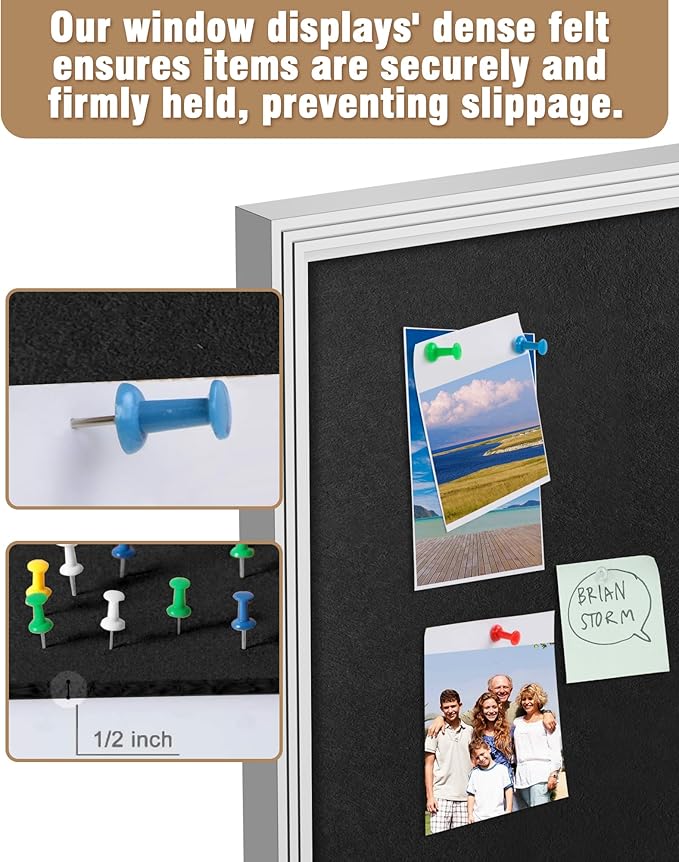 Mifuro 36"x24" Enclosed Bulletin Board, Outdoor Lockable Weather-Resistant Aluminum Cork Noticeboard for School & Office, Silver Frame w/Black Flet