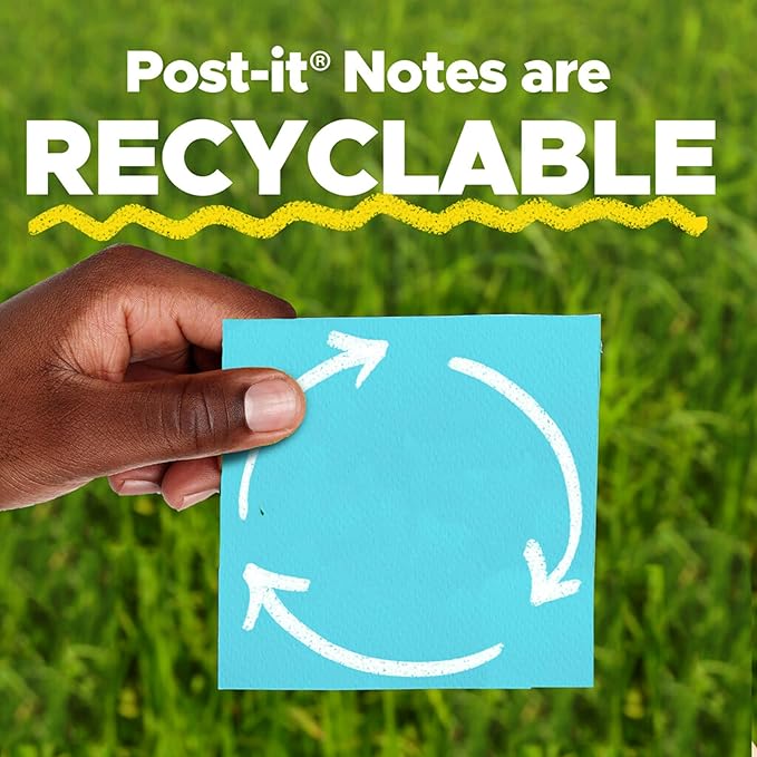 Post-it Notes, 4 in x 6 in, 5 Lined Sticky Note Pads, 100 Sheets per Pad, Beachside Café Collection, New Year Organization or Second Semester School Supplies